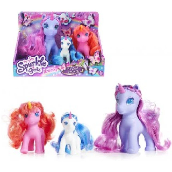 Sparkle Girlz Koník jednorožec set 3ks rodinka dlouhá hříva