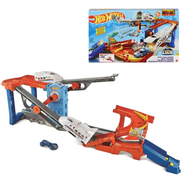 MATTEL HOT WHEELS Rychlík herní set dráha s autíčkem a 2 vlaky p