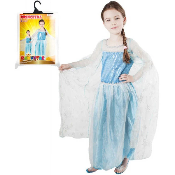 KARNEVAL Šaty Princezna zimní královna vel.M (120-130cm) 6-8 let