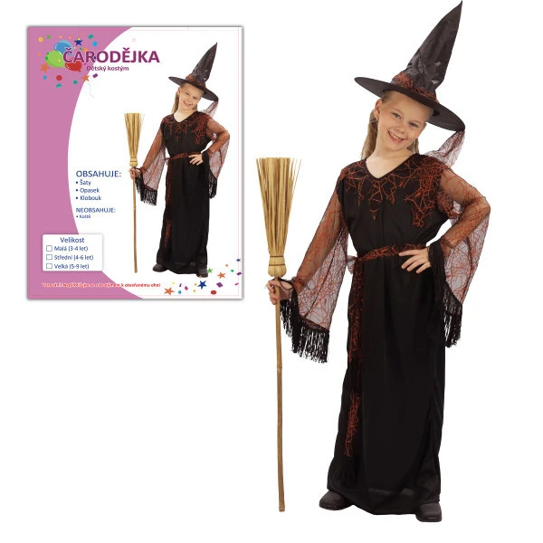 KARNEVAL Šaty ČARODĚJKA KOUZELNÁ vel. M (120-130 cm) 5-9 let KOS