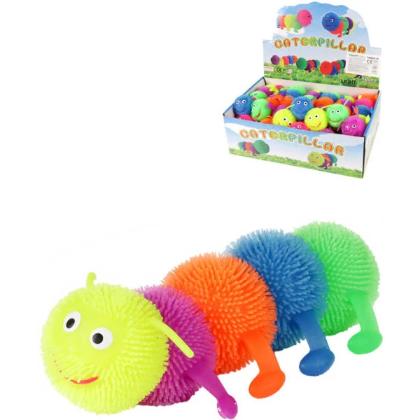 Housenka gumová elastická puffer 16cm s bodlinkami natahovací ba