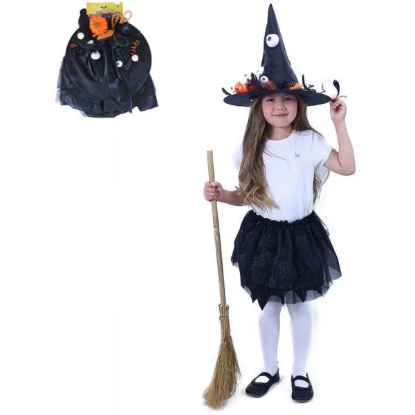 KARNEVAL Šaty halloween čarodějnice sukýnka tutu + klobouk KOSTÝ