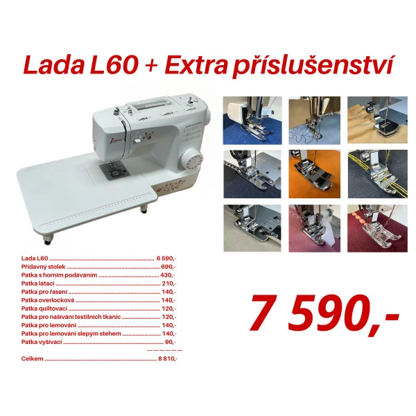 Šicí stroj Lada L60 + Extra příslušenství
