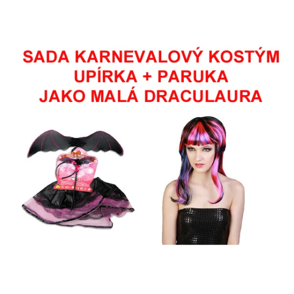 SADA Kostým upírka + paruka - jako malá Draculaura