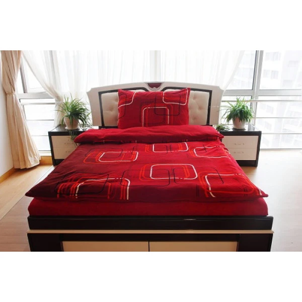 Mikro povlečení vzor červený obrazce - 70x90, 140x200