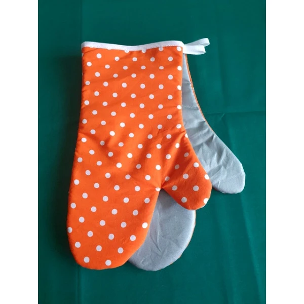 Lemované kuchyňské chňapky - Oranžová s puntíkem 7mm