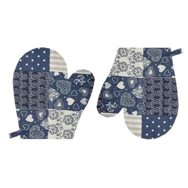 Dětské chňapky Patchwork modrý - sada 2 ks
