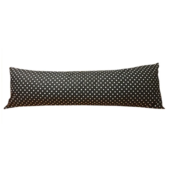 Povlak na dlouhý polštář 55x180cm - Černý, bílý puntík 11mm