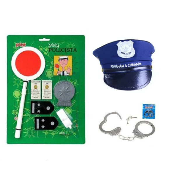 VELKÁ SADA Malý policista - čepice + pouta + sada policista