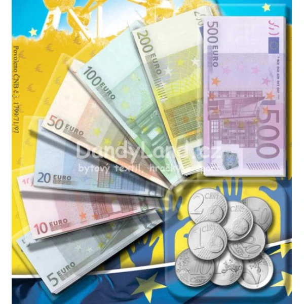 EFKO Peníze dětské EURO bankovky a mince na kartě