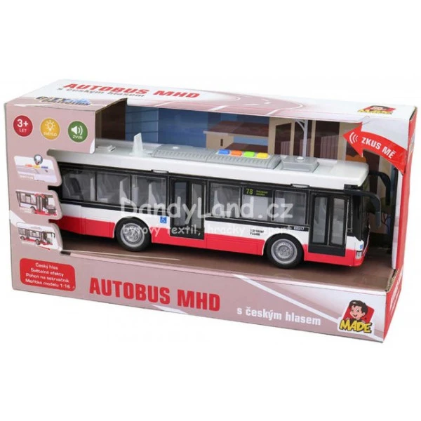Autobus česká MHD hlásí zastávky na baterie Světlo Zvuk CZ plast