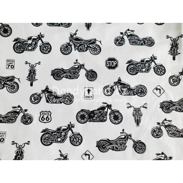 Trojcípý bavlněný šátek - Motorky na bílé