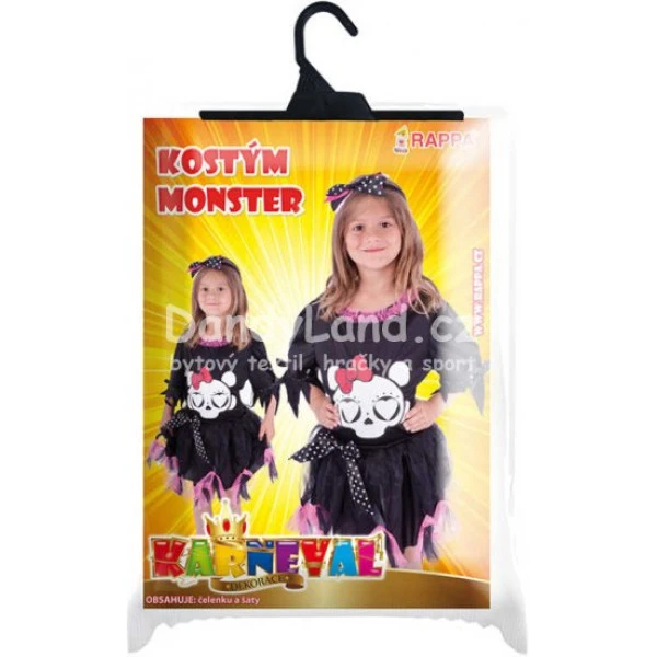 KARNEVAL Šaty + čelenka slečna Monster vel.XS (104-110 cm) 3-4 r