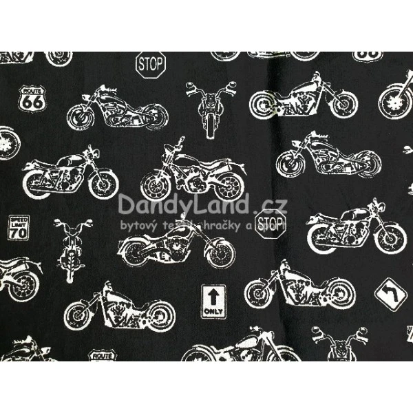 Trojcípý bavlněný šátek - Motorky na černé