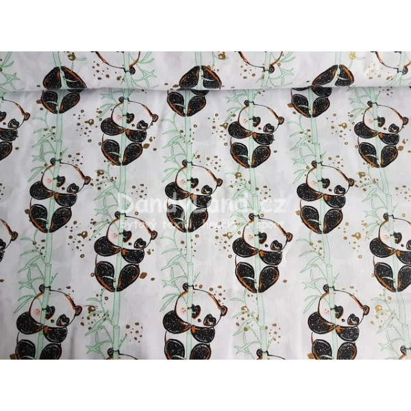 Povlak na dětský polštářek Panda na bambusu 25x25cm
