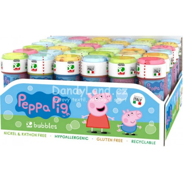 Bublifuk Peppa Pig 60ml dětský bublifukovač s hrou ve víčku