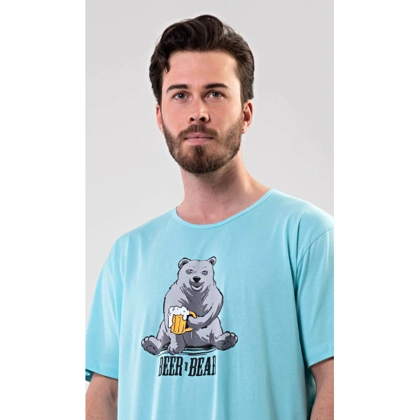 Pánská noční košile s krátkým rukávem Beer and bear