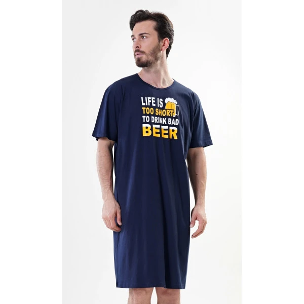 Pánská noční košile s krátkým rukávem Life is beer