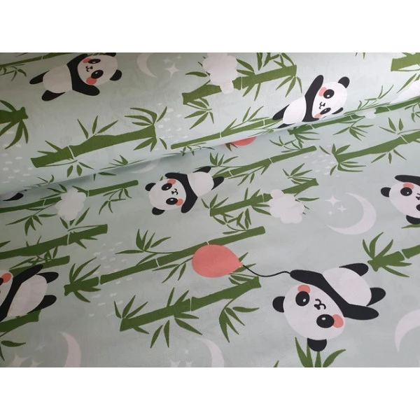 Bavlněná látka metráž šíře 240 cm - Panda s balónkem