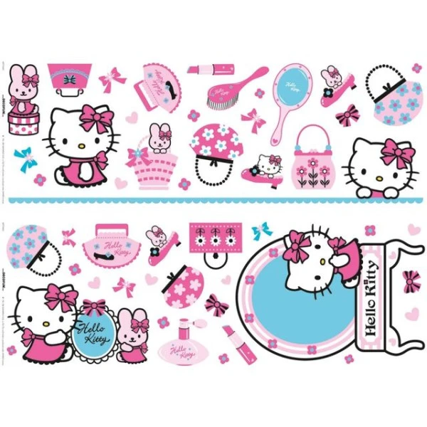Samolepicí obrázky na zeď Hello Kitty 54 ks