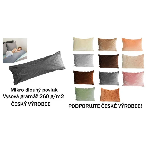 Povlak na dlouhý polštář mikroflanel